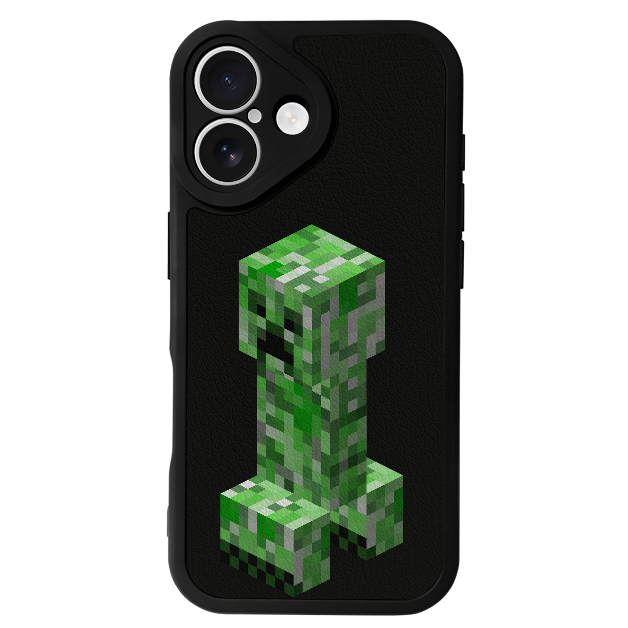 （画像用） マインクラフト ブロックの世界 Minecraft MC Block world 【iPhone 16シリーズ対応】シリコンスマホケース（レザー調） 材質：シリコン